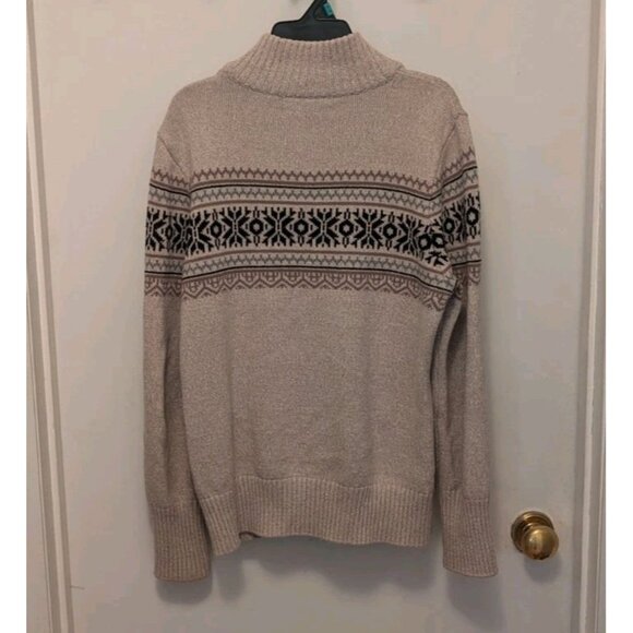 Lady Hathaway Gray/Heather Zip Sweater with Nordic Pattern, Size LG, EUC - Picture 5 of 7